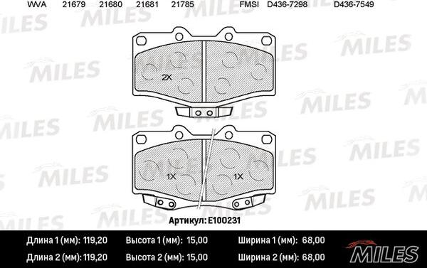 Miles E100231 - Kit de plaquettes de frein, frein à disque cwaw.fr