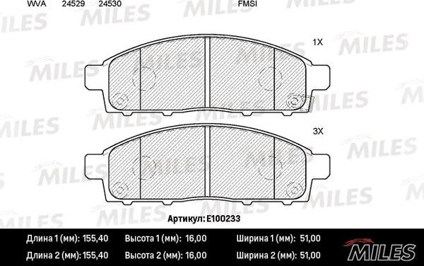 Miles E100233 - Kit de plaquettes de frein, frein à disque cwaw.fr