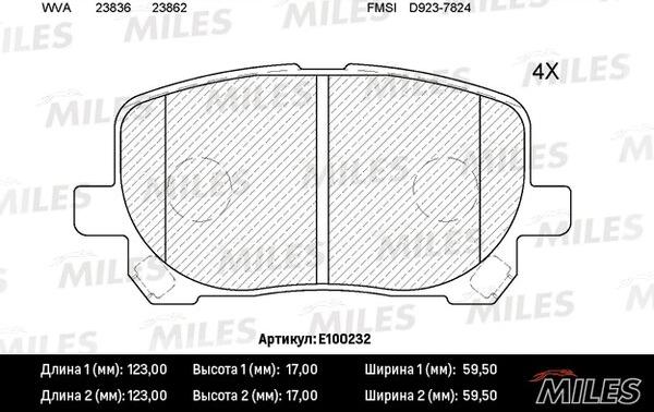 Miles E100232 - Kit de plaquettes de frein, frein à disque cwaw.fr