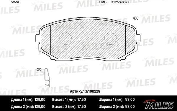 Miles E100229 - Kit de plaquettes de frein, frein à disque cwaw.fr