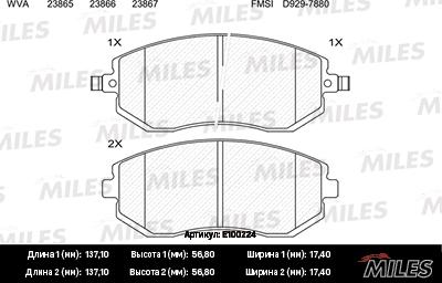 Miles E100224 - Kit de plaquettes de frein, frein à disque cwaw.fr