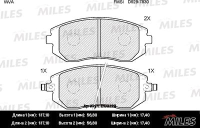 Miles E100220 - Kit de plaquettes de frein, frein à disque cwaw.fr