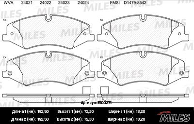 Miles E100271 - Kit de plaquettes de frein, frein à disque cwaw.fr