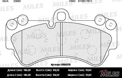 Miles E100272 - Kit de plaquettes de frein, frein à disque cwaw.fr