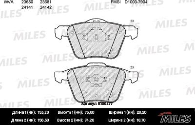 Miles E100277 - Kit de plaquettes de frein, frein à disque cwaw.fr