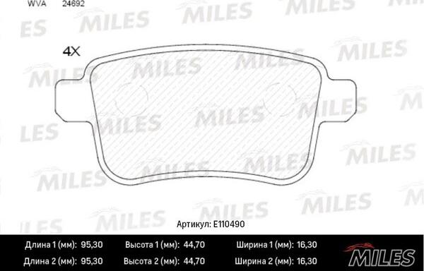 Miles E110490 - Kit de plaquettes de frein, frein à disque cwaw.fr