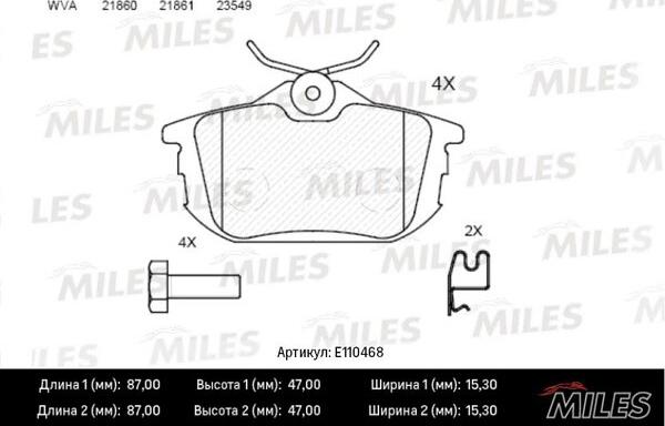 Miles E110468 - Kit de plaquettes de frein, frein à disque cwaw.fr