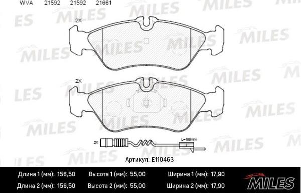 Miles E110463 - Kit de plaquettes de frein, frein à disque cwaw.fr