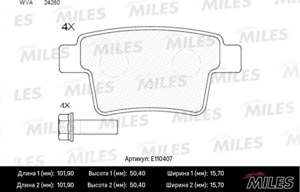 Miles E110407 - Kit de plaquettes de frein, frein à disque cwaw.fr