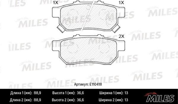 Miles E110418 - Kit de plaquettes de frein, frein à disque cwaw.fr