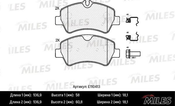 Miles E110413 - Kit de plaquettes de frein, frein à disque cwaw.fr