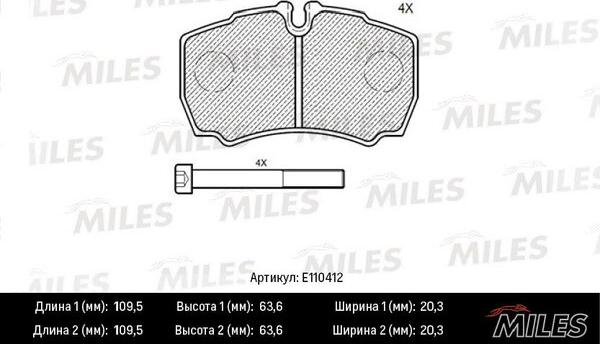 Miles E110412 - Kit de plaquettes de frein, frein à disque cwaw.fr