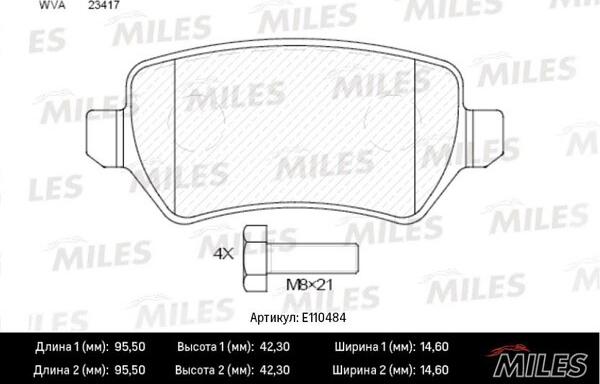 Miles E110484 - Kit de plaquettes de frein, frein à disque cwaw.fr