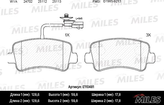 Miles E110481 - Kit de plaquettes de frein, frein à disque cwaw.fr