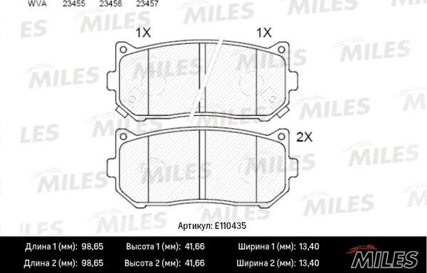 Miles E110435 - Kit de plaquettes de frein, frein à disque cwaw.fr