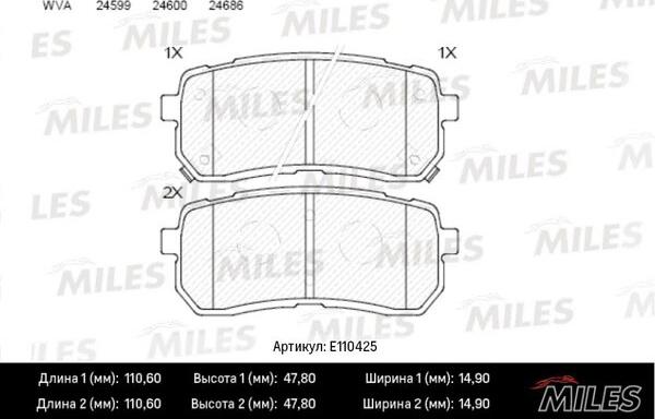 Miles E110425 - Kit de plaquettes de frein, frein à disque cwaw.fr