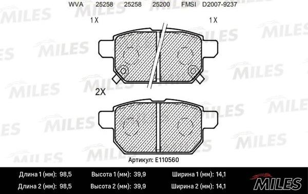 Miles E110560 - Kit de plaquettes de frein, frein à disque cwaw.fr