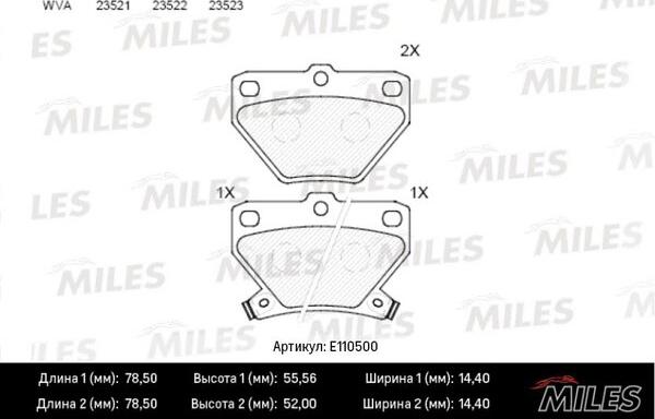 Miles E110500 - Kit de plaquettes de frein, frein à disque cwaw.fr