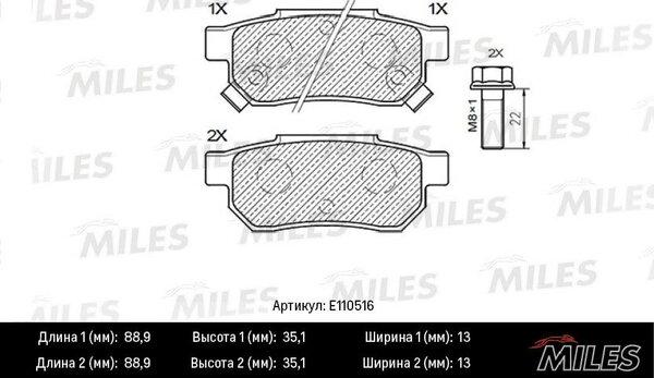 Miles E110516 - Kit de plaquettes de frein, frein à disque cwaw.fr