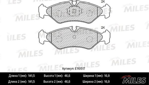 Miles E110517 - Kit de plaquettes de frein, frein à disque cwaw.fr