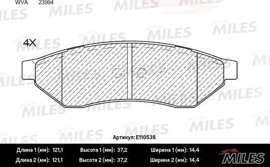 Miles E110538 - Kit de plaquettes de frein, frein à disque cwaw.fr