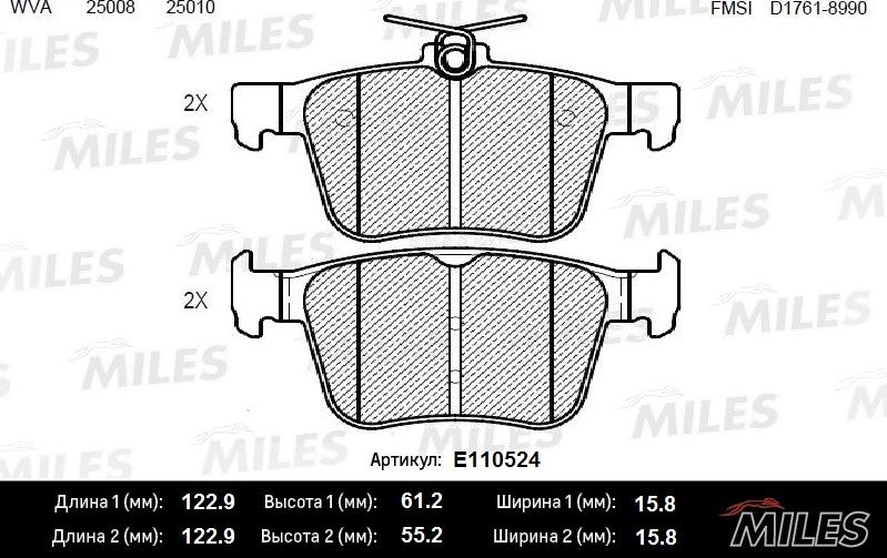 Miles E110524 - Kit de plaquettes de frein, frein à disque cwaw.fr