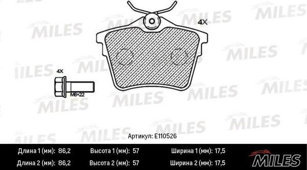 Miles E110526 - Kit de plaquettes de frein, frein à disque cwaw.fr