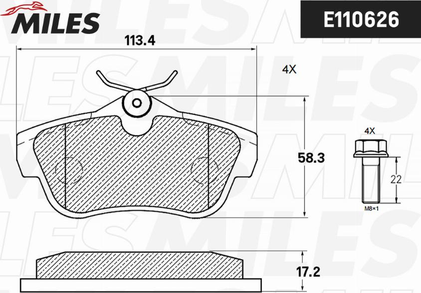 Miles E110626 - Kit de plaquettes de frein, frein à disque cwaw.fr