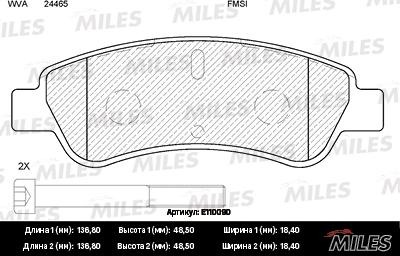 Miles E110090 - Kit de plaquettes de frein, frein à disque cwaw.fr