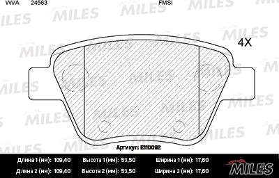 Miles E110092 - Kit de plaquettes de frein, frein à disque cwaw.fr