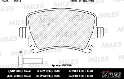 Miles E110059 - Kit de plaquettes de frein, frein à disque cwaw.fr