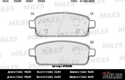 Miles E110056 - Kit de plaquettes de frein, frein à disque cwaw.fr