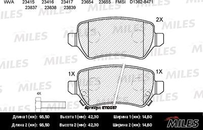 Miles E110057 - Kit de plaquettes de frein, frein à disque cwaw.fr