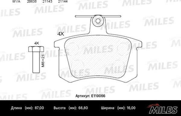 Miles E110066 - Kit de plaquettes de frein, frein à disque cwaw.fr