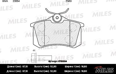 Miles E110004 - Kit de plaquettes de frein, frein à disque cwaw.fr