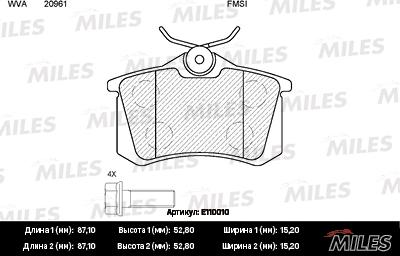 Miles E110010 - Kit de plaquettes de frein, frein à disque cwaw.fr