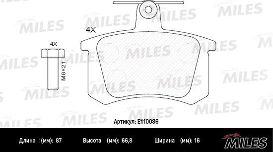 Miles E110086 - Kit de plaquettes de frein, frein à disque cwaw.fr