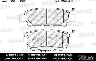 Miles E110023 - Kit de plaquettes de frein, frein à disque cwaw.fr