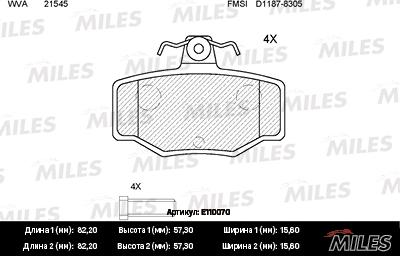 Miles E110070 - Kit de plaquettes de frein, frein à disque cwaw.fr