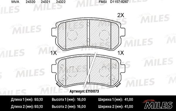 Miles E110073 - Kit de plaquettes de frein, frein à disque cwaw.fr