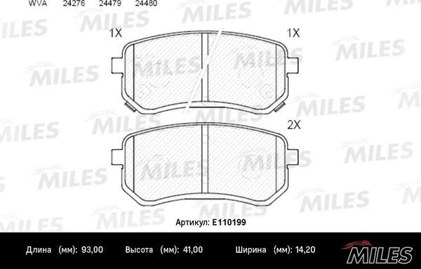 Miles E110199 - Kit de plaquettes de frein, frein à disque cwaw.fr