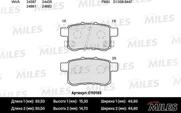 Miles E110195 - Kit de plaquettes de frein, frein à disque cwaw.fr