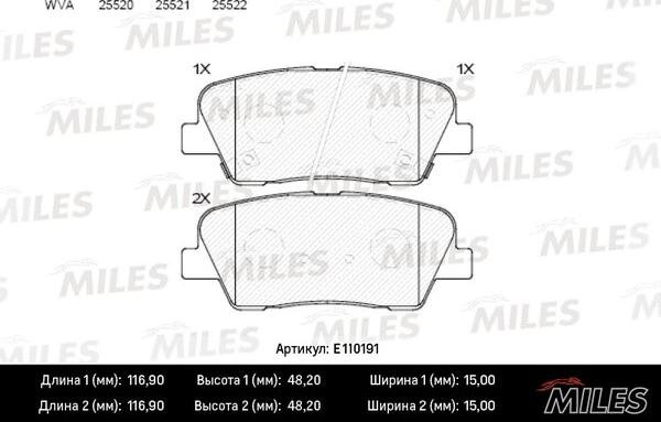 Miles E110191 - Kit de plaquettes de frein, frein à disque cwaw.fr