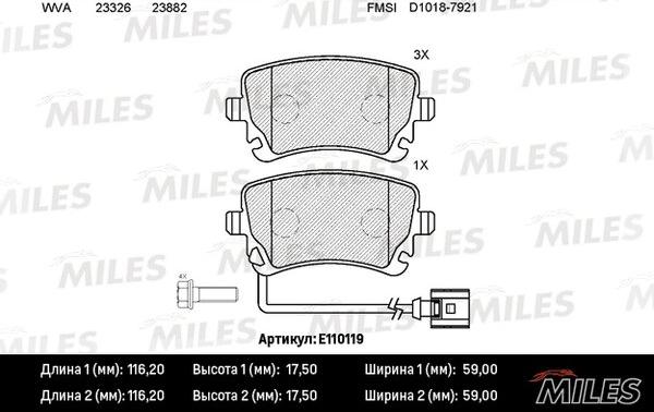 Miles E110119 - Kit de plaquettes de frein, frein à disque cwaw.fr