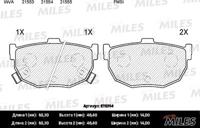 Miles E110114 - Kit de plaquettes de frein, frein à disque cwaw.fr