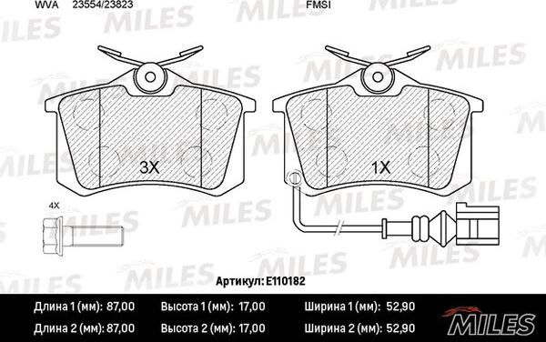 Miles E110182 - Kit de plaquettes de frein, frein à disque cwaw.fr