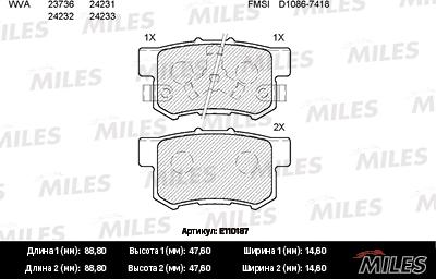 Miles E110187 - Kit de plaquettes de frein, frein à disque cwaw.fr