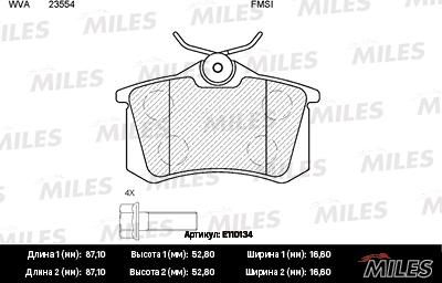 Miles E110134 - Kit de plaquettes de frein, frein à disque cwaw.fr