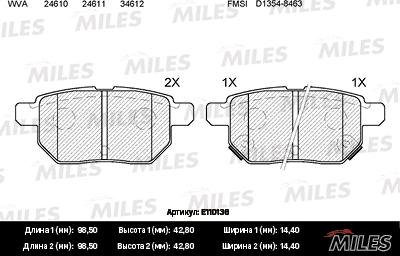 Miles E110136 - Kit de plaquettes de frein, frein à disque cwaw.fr