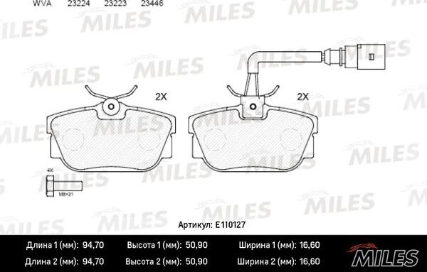 Miles E110127 - Kit de plaquettes de frein, frein à disque cwaw.fr